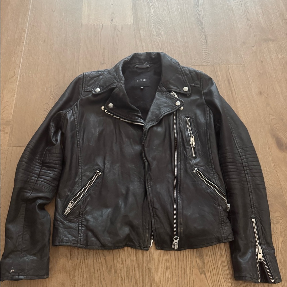 Barneys New York Black Leather Jacket